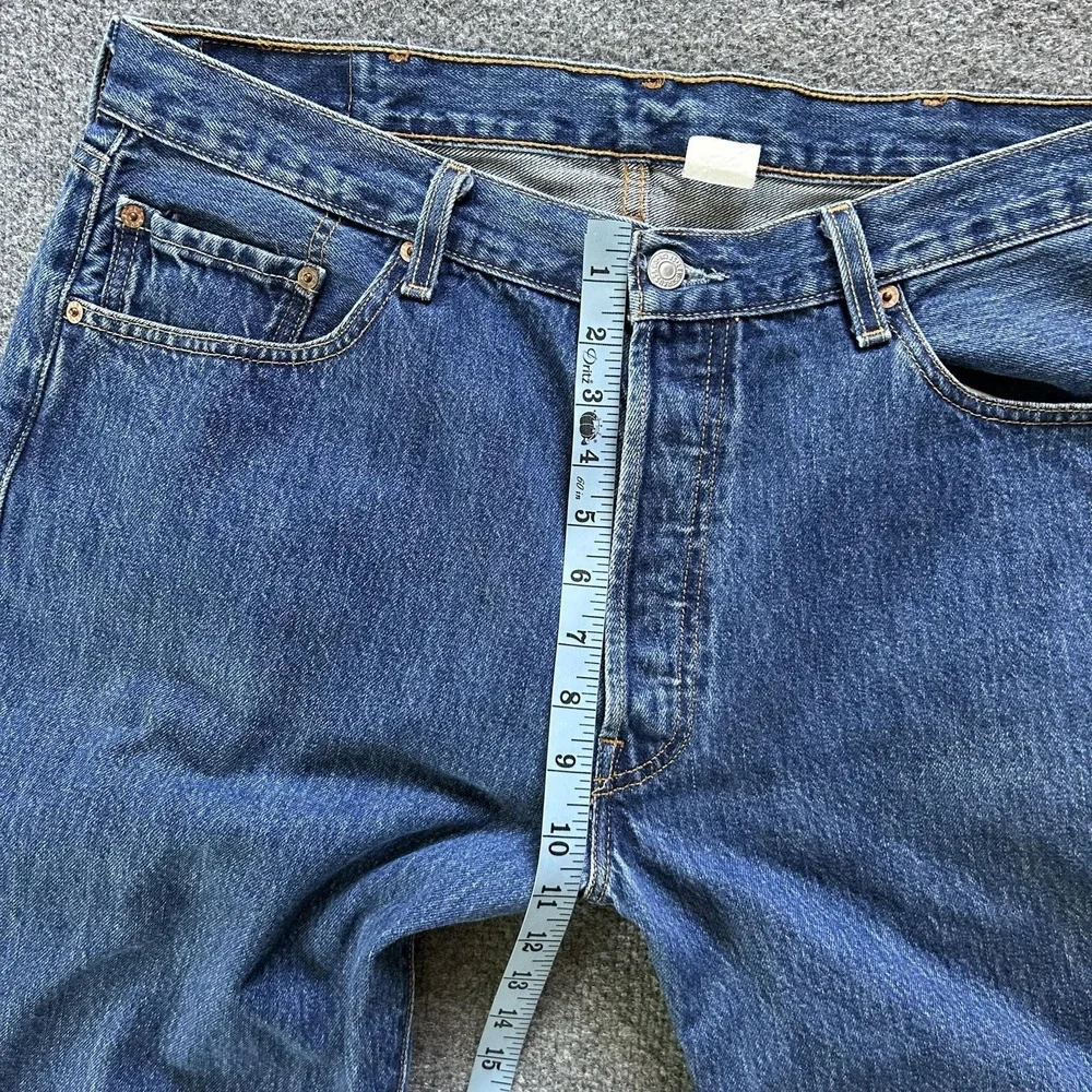 Levis 501 Jeans Men‎ 38x27 Blue Denim Straight Button Fly Vintage Paper Tag